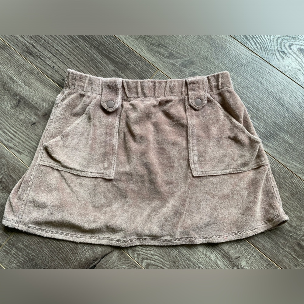 3/$15 Vintage Juicy Couture light brown soft terry cloth Mini Skirt with pockets